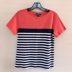 Karen Scott Petite Coral Striped T-shirt